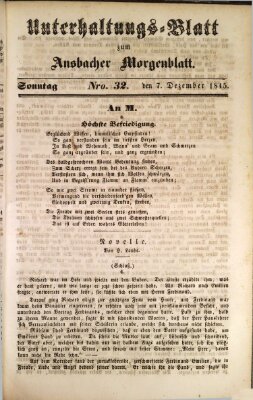 Ansbacher Morgenblatt für Stadt und Land (Ansbacher Morgenblatt) Sonntag 7. Dezember 1845