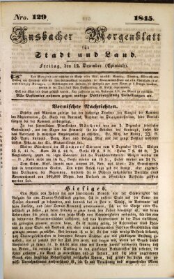 Ansbacher Morgenblatt für Stadt und Land (Ansbacher Morgenblatt) Freitag 12. Dezember 1845