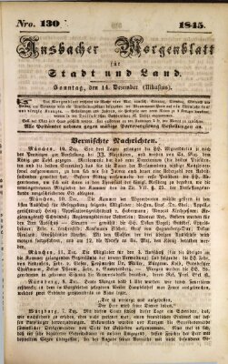 Ansbacher Morgenblatt für Stadt und Land (Ansbacher Morgenblatt) Sonntag 14. Dezember 1845