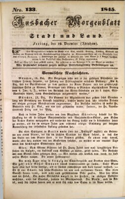 Ansbacher Morgenblatt für Stadt und Land (Ansbacher Morgenblatt) Freitag 19. Dezember 1845