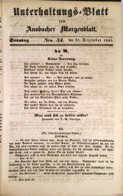 Ansbacher Morgenblatt für Stadt und Land (Ansbacher Morgenblatt) Sonntag 21. Dezember 1845