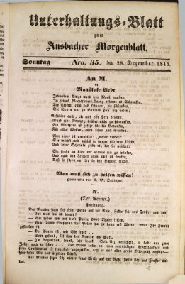 Ansbacher Morgenblatt für Stadt und Land (Ansbacher Morgenblatt) Sonntag 28. Dezember 1845