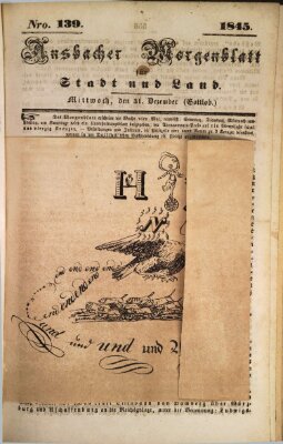 Ansbacher Morgenblatt für Stadt und Land (Ansbacher Morgenblatt) Mittwoch 31. Dezember 1845