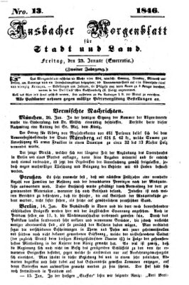 Ansbacher Morgenblatt für Stadt und Land (Ansbacher Morgenblatt) Freitag 23. Januar 1846