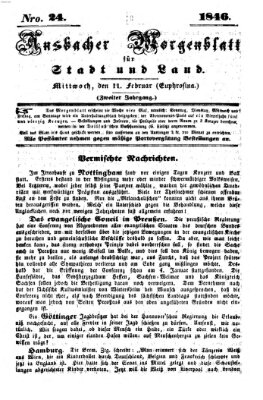 Ansbacher Morgenblatt für Stadt und Land (Ansbacher Morgenblatt) Mittwoch 11. Februar 1846