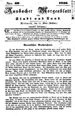 Ansbacher Morgenblatt für Stadt und Land (Ansbacher Morgenblatt) Mittwoch 11. März 1846