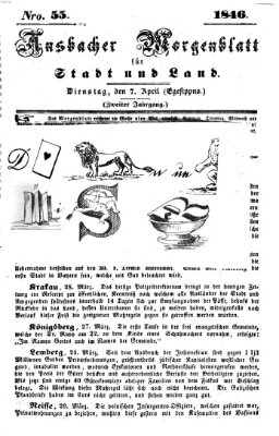 Ansbacher Morgenblatt für Stadt und Land (Ansbacher Morgenblatt) Dienstag 7. April 1846