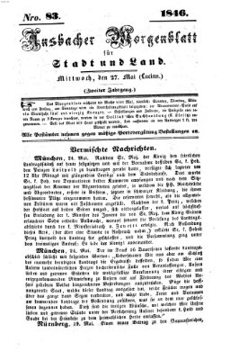 Ansbacher Morgenblatt für Stadt und Land (Ansbacher Morgenblatt) Mittwoch 27. Mai 1846