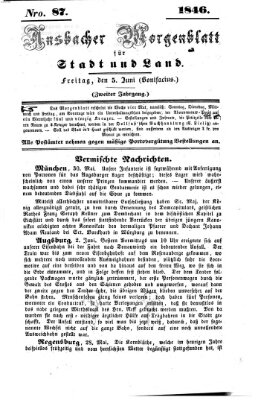 Ansbacher Morgenblatt für Stadt und Land (Ansbacher Morgenblatt) Freitag 5. Juni 1846