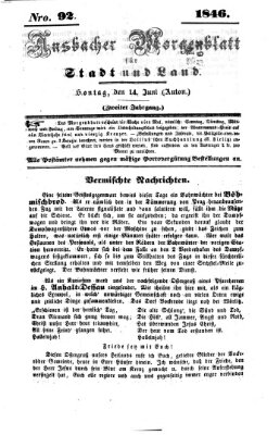 Ansbacher Morgenblatt für Stadt und Land (Ansbacher Morgenblatt) Sonntag 14. Juni 1846