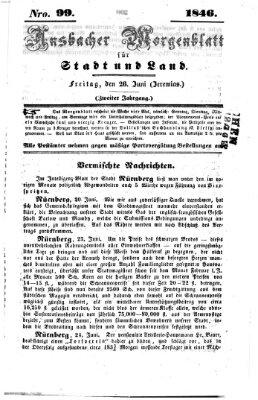 Ansbacher Morgenblatt für Stadt und Land (Ansbacher Morgenblatt) Freitag 26. Juni 1846