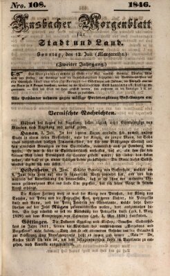 Ansbacher Morgenblatt für Stadt und Land (Ansbacher Morgenblatt) Sonntag 12. Juli 1846