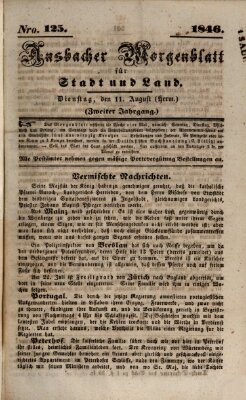 Ansbacher Morgenblatt für Stadt und Land (Ansbacher Morgenblatt) Dienstag 11. August 1846