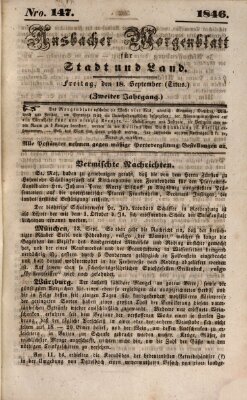 Ansbacher Morgenblatt für Stadt und Land (Ansbacher Morgenblatt) Freitag 18. September 1846