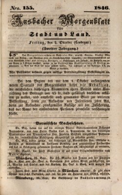 Ansbacher Morgenblatt für Stadt und Land (Ansbacher Morgenblatt) Freitag 2. Oktober 1846