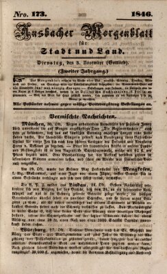 Ansbacher Morgenblatt für Stadt und Land (Ansbacher Morgenblatt) Dienstag 3. November 1846