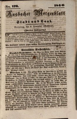 Ansbacher Morgenblatt für Stadt und Land (Ansbacher Morgenblatt) Sonntag 8. November 1846