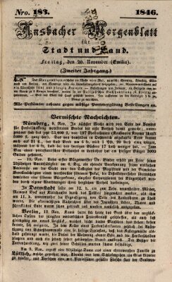 Ansbacher Morgenblatt für Stadt und Land (Ansbacher Morgenblatt) Freitag 20. November 1846