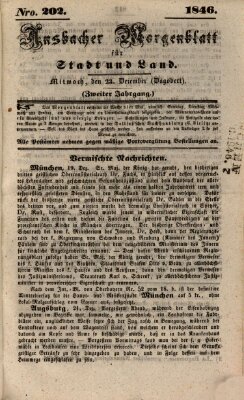 Ansbacher Morgenblatt für Stadt und Land (Ansbacher Morgenblatt) Mittwoch 23. Dezember 1846