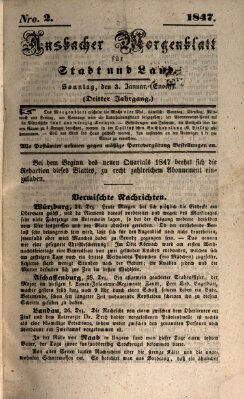 Ansbacher Morgenblatt für Stadt und Land (Ansbacher Morgenblatt) Sonntag 3. Januar 1847