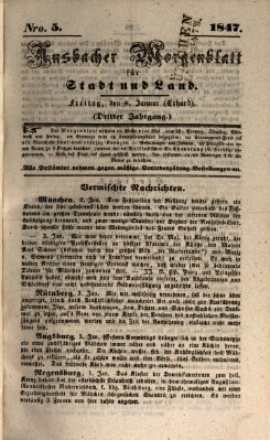 Ansbacher Morgenblatt für Stadt und Land (Ansbacher Morgenblatt) Freitag 8. Januar 1847