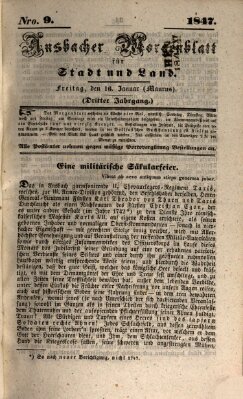 Ansbacher Morgenblatt für Stadt und Land (Ansbacher Morgenblatt) Samstag 16. Januar 1847