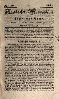 Ansbacher Morgenblatt für Stadt und Land (Ansbacher Morgenblatt) Mittwoch 27. Januar 1847