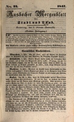 Ansbacher Morgenblatt für Stadt und Land (Ansbacher Morgenblatt) Sonntag 7. Februar 1847