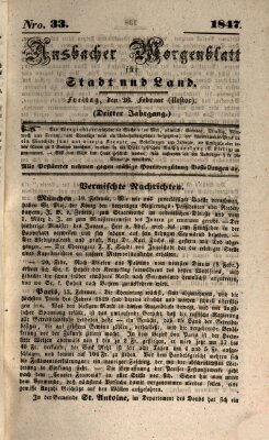 Ansbacher Morgenblatt für Stadt und Land (Ansbacher Morgenblatt) Freitag 26. Februar 1847