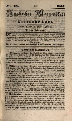 Ansbacher Morgenblatt für Stadt und Land (Ansbacher Morgenblatt) Freitag 19. März 1847