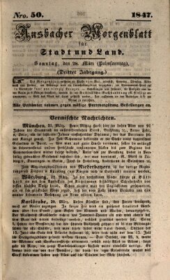 Ansbacher Morgenblatt für Stadt und Land (Ansbacher Morgenblatt) Sonntag 28. März 1847