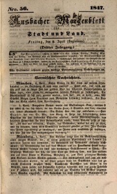 Ansbacher Morgenblatt für Stadt und Land (Ansbacher Morgenblatt) Freitag 9. April 1847