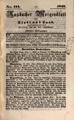 Ansbacher Morgenblatt für Stadt und Land (Ansbacher Morgenblatt) Freitag 23. Juli 1847