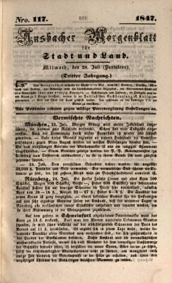 Ansbacher Morgenblatt für Stadt und Land (Ansbacher Morgenblatt) Mittwoch 28. Juli 1847