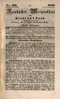 Ansbacher Morgenblatt für Stadt und Land (Ansbacher Morgenblatt) Freitag 6. August 1847