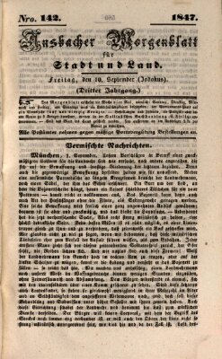 Ansbacher Morgenblatt für Stadt und Land (Ansbacher Morgenblatt) Freitag 10. September 1847