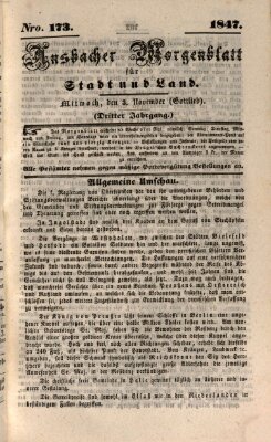 Ansbacher Morgenblatt für Stadt und Land (Ansbacher Morgenblatt) Mittwoch 3. November 1847