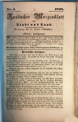 Ansbacher Morgenblatt für Stadt und Land (Ansbacher Morgenblatt) Dienstag 11. Januar 1848