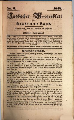 Ansbacher Morgenblatt für Stadt und Land (Ansbacher Morgenblatt) Mittwoch 12. Januar 1848