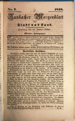 Ansbacher Morgenblatt für Stadt und Land (Ansbacher Morgenblatt) Freitag 14. Januar 1848