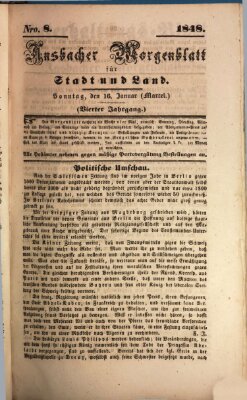 Ansbacher Morgenblatt für Stadt und Land (Ansbacher Morgenblatt) Sonntag 16. Januar 1848