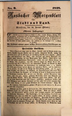 Ansbacher Morgenblatt für Stadt und Land (Ansbacher Morgenblatt) Dienstag 18. Januar 1848