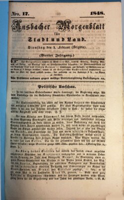 Ansbacher Morgenblatt für Stadt und Land (Ansbacher Morgenblatt) Dienstag 1. Februar 1848