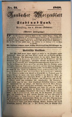 Ansbacher Morgenblatt für Stadt und Land (Ansbacher Morgenblatt) Dienstag 8. Februar 1848