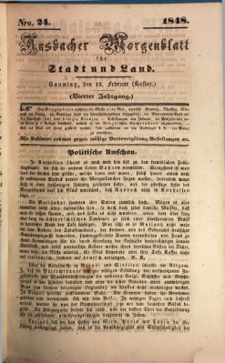 Ansbacher Morgenblatt für Stadt und Land (Ansbacher Morgenblatt) Sonntag 13. Februar 1848