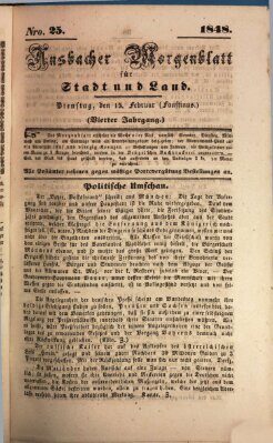 Ansbacher Morgenblatt für Stadt und Land (Ansbacher Morgenblatt) Dienstag 15. Februar 1848