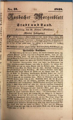 Ansbacher Morgenblatt für Stadt und Land (Ansbacher Morgenblatt) Freitag 25. Februar 1848