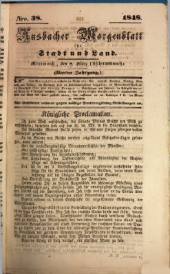 Ansbacher Morgenblatt für Stadt und Land (Ansbacher Morgenblatt) Mittwoch 8. März 1848