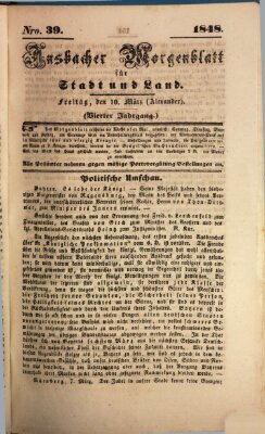 Ansbacher Morgenblatt für Stadt und Land (Ansbacher Morgenblatt) Freitag 10. März 1848