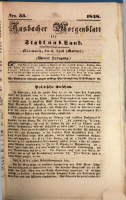 Ansbacher Morgenblatt für Stadt und Land (Ansbacher Morgenblatt) Mittwoch 5. April 1848